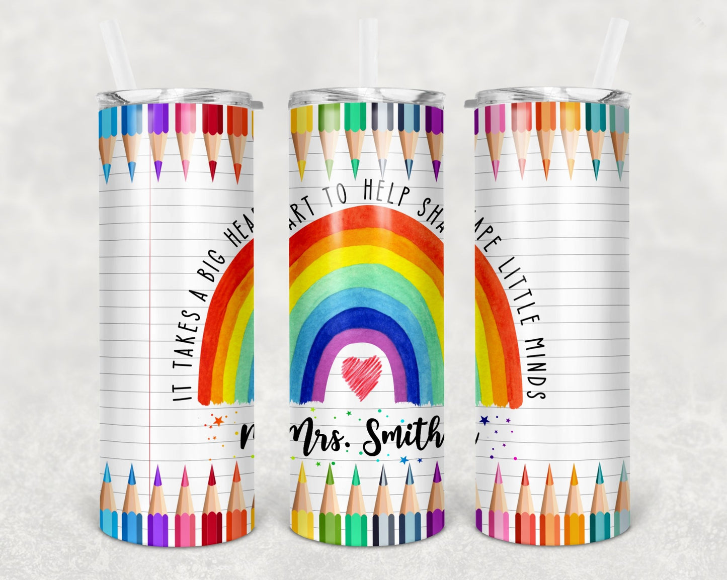 Teacher Rainbow Pencils with Name